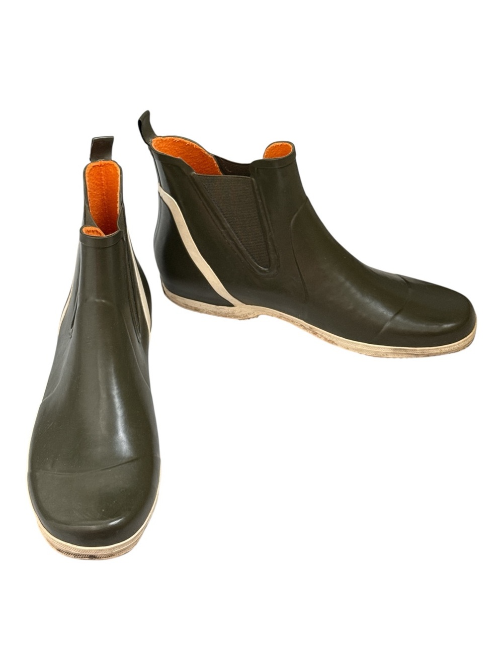 Andre Assous Rain or Shine Olive Green Chelsea Ankle Rain Boots Size 10